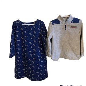 Vineyard Vines Matching Dress S (7-8) and Pullover 3T in Deep Bay